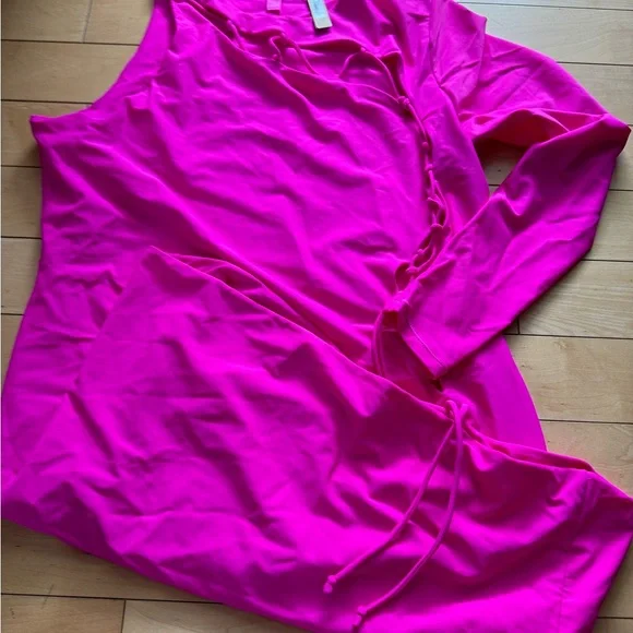 skims one shoulder lace up mini dress - Picture 2 of 4